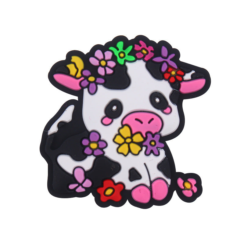Wholesale 5pcs Cartoon Cow Silicone Focal Beads ACC-BDS-GuangTian035