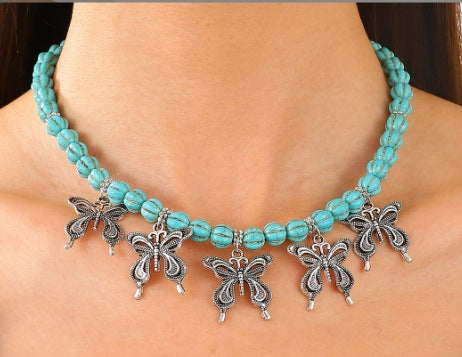 Wholesale Bohemian Turquoise Pendant Necklace - Alloy Electroplated Retro Snail Heart Charm,  Fashion Accessory