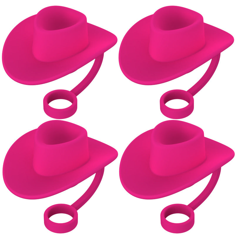 Wholesale Western Style Cowboy Hat Silicone Straw Tube Cap 6-10mm Straw Decoration Straw Cover ACC-SCR-HuaYi001