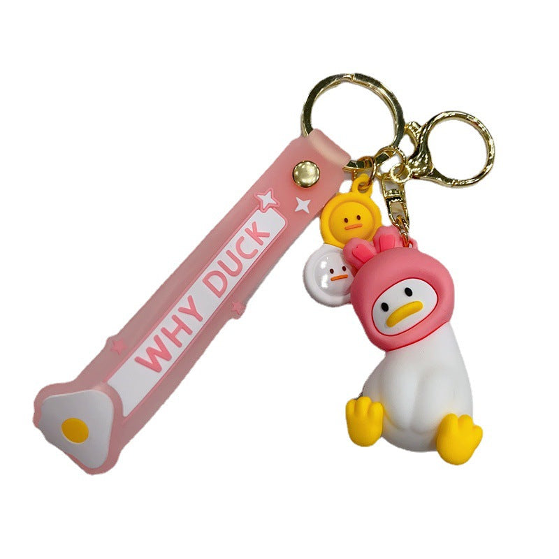 Wholesale Creative cartoon crooked neck duck fun headgear keychain