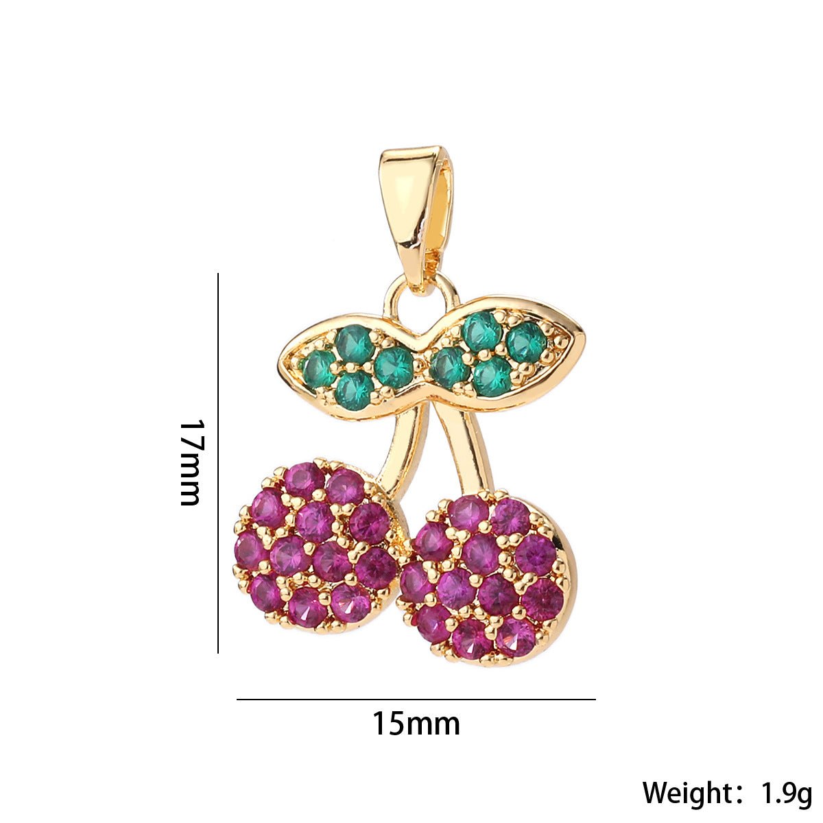 Wholesale 14K Gold Plated Brass Cherry Pendant Necklace Micro Set Zircon Fruit Choker Stylish Fashion Accessory For Women Gift