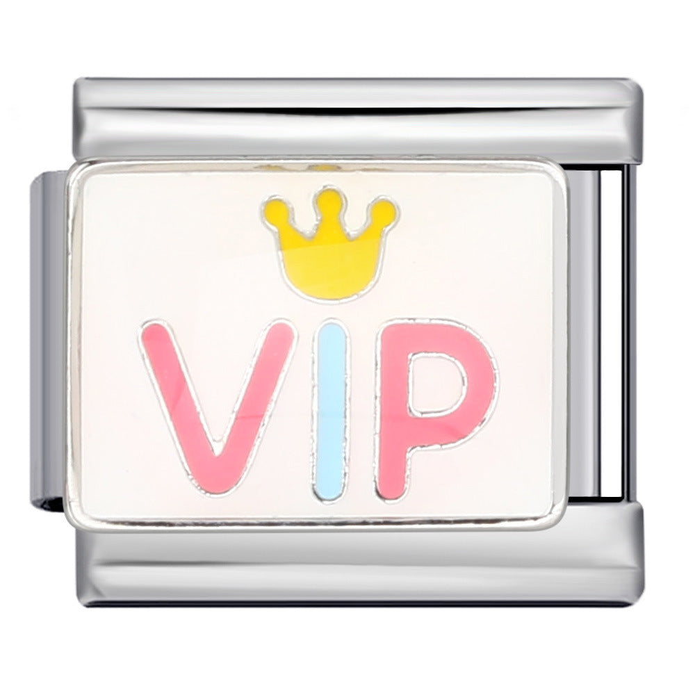 Wholesale Italian Charm Bracelet 9mm DIY Splicing Removable Color English Stainless Steel Composable Bracelet