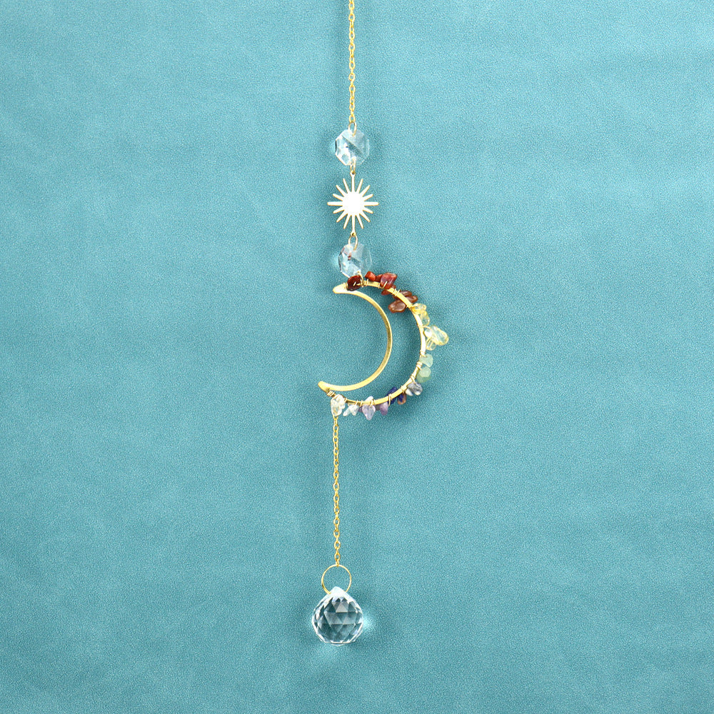 Wholesale  Sun Catcher Moon Sun Crystal Pendant  Wind Chimes