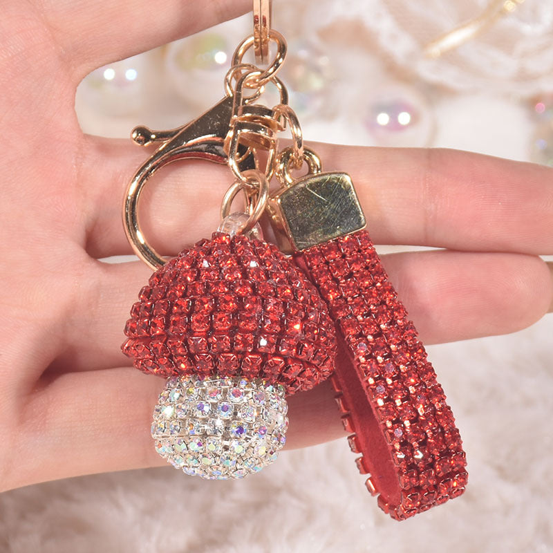 Wholesale Colorful Rhinestone Small Mushroom Keychain ACC-KC-GuangHui001