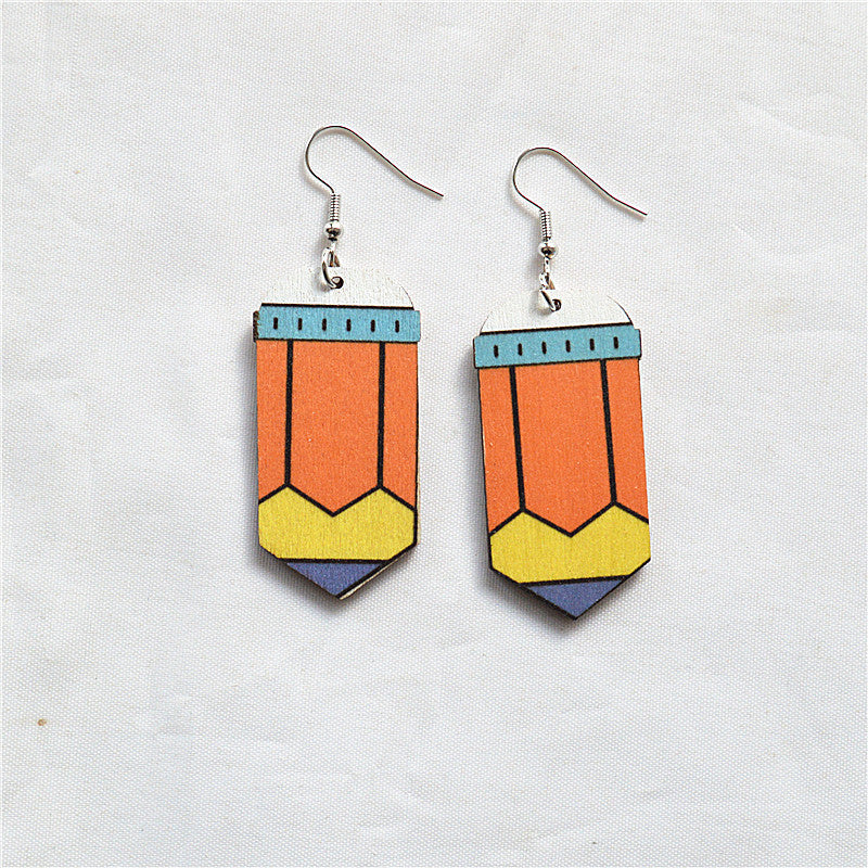 Wholesale Pencil Book Drawing Board Wooden Earrings