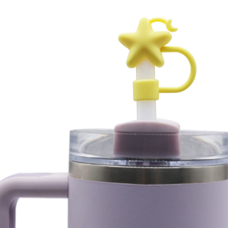 Wholesale Cute Star And Moon PVC Straw Cover Caps 8Mm Detachable Reusable Sleeve For Tumblers Party Favor