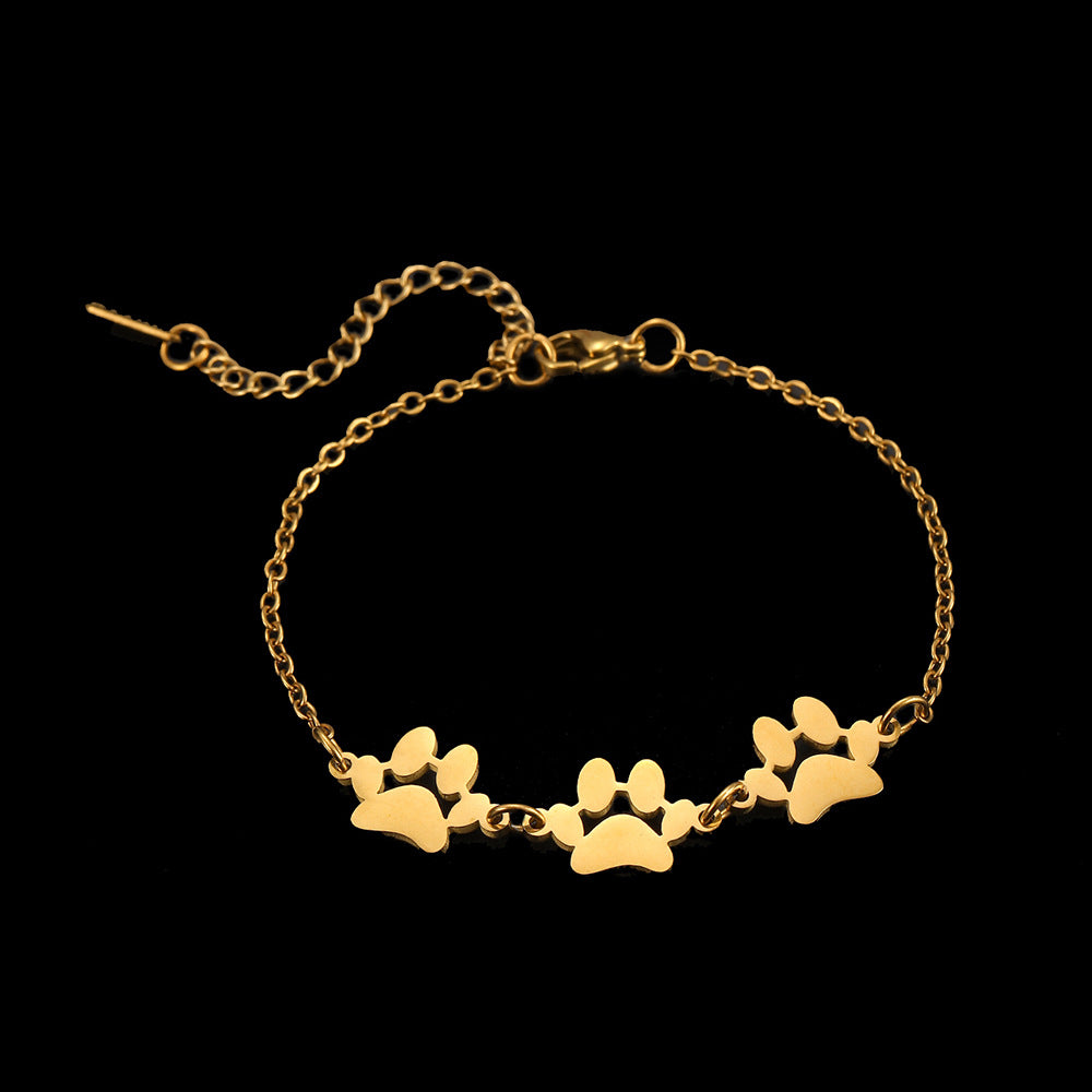 Wholesale Stainless steel pet paw print bracelet