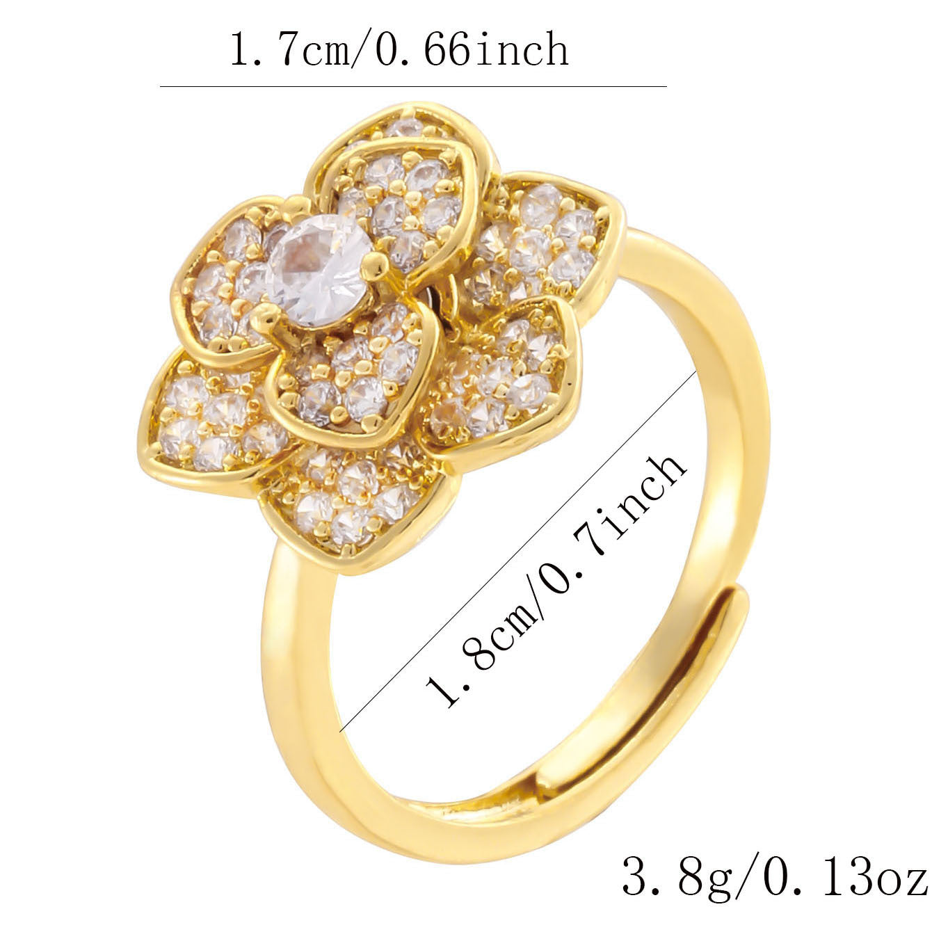 Wholesale Gold Plated Adjustable Rotating Ring Star Moon Zircon Women' s Fashion Jewelry Gift