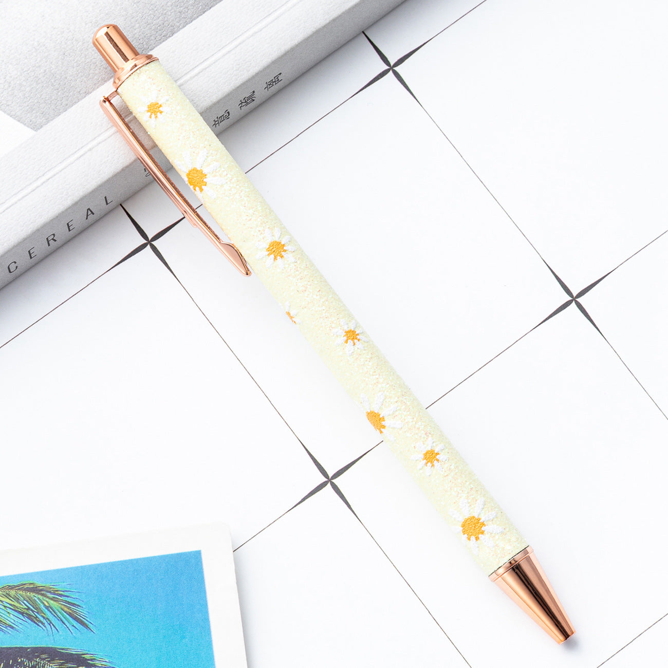 Wholesale Gold Powder Press Ballpoint Pen Glitter Chalk Metal Pen ACC-PN-HuaHao018