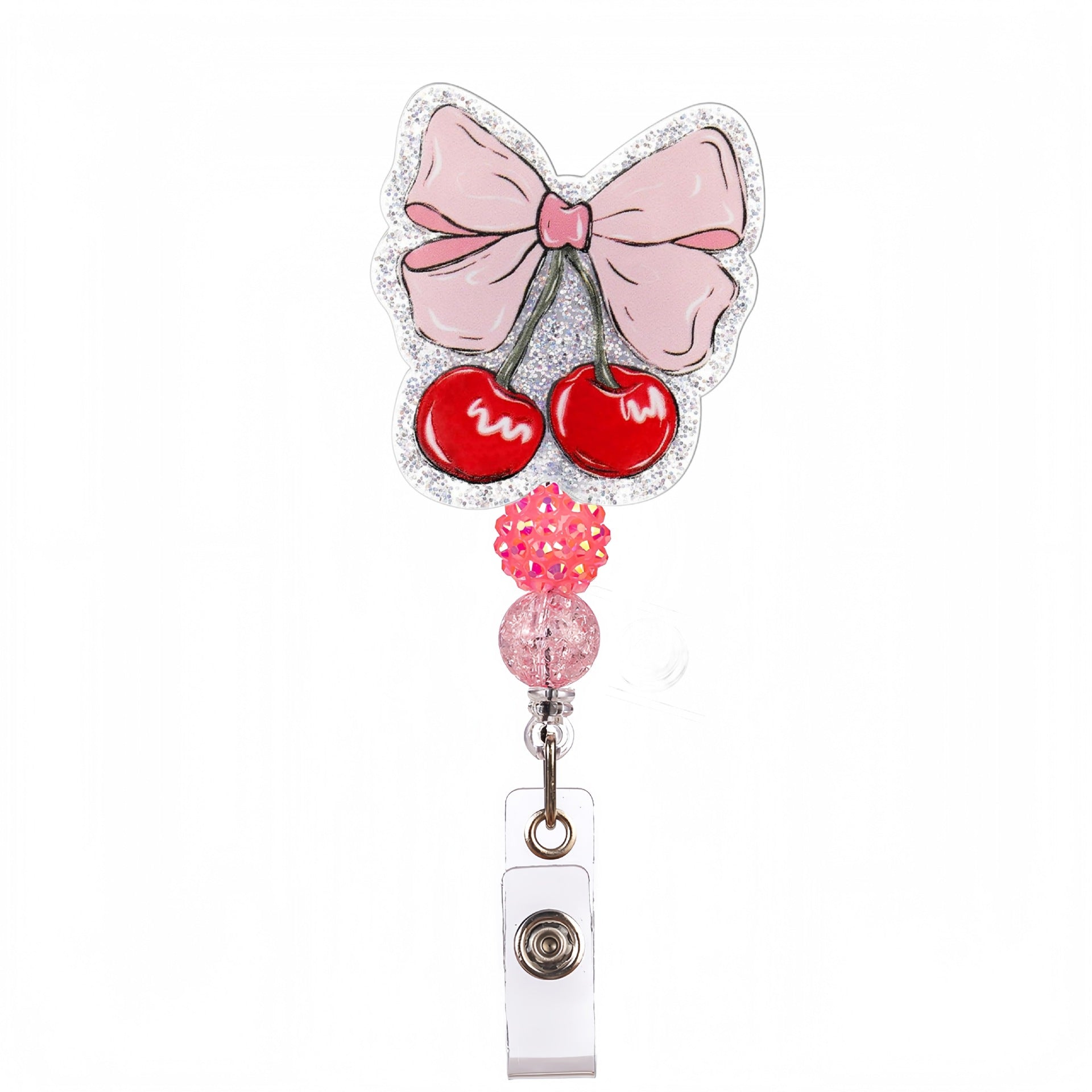 Wholesale Acrylic Glitter Medical Beaded Diamond Ball Bow Badge Reels Keychains