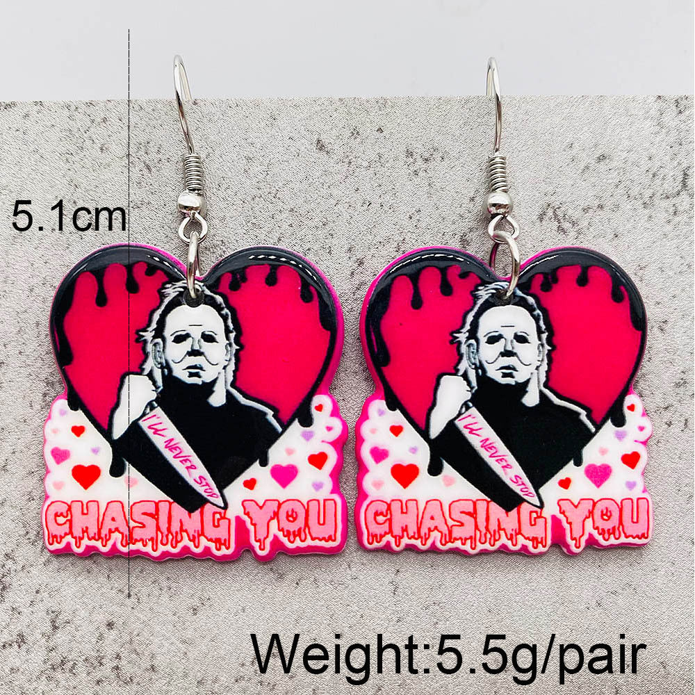 Wholesale Halloween Skull Horror Movie Acrylic Earrings ACC-ES-ChenY035