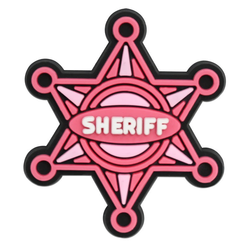Wholesale Chic Pink Cowgirl Shoe Charms PVC Soft Rubber DIY Garden Shoe Decor