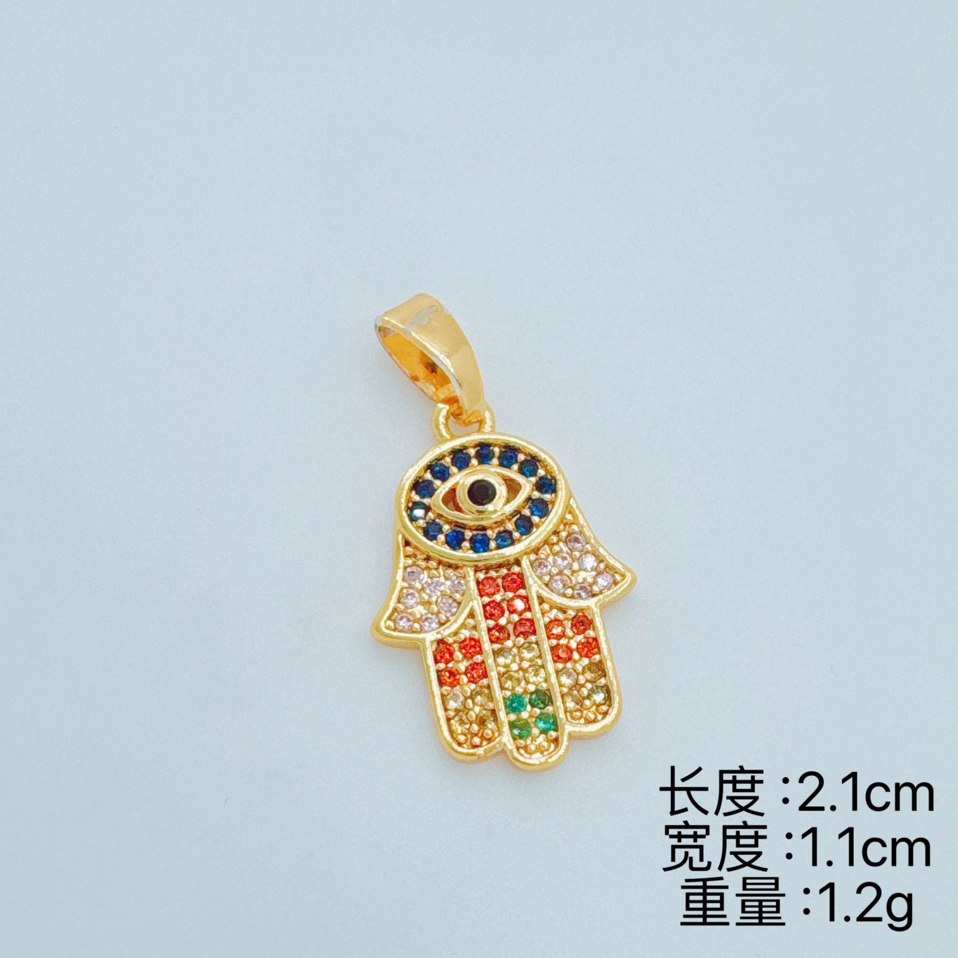 Wholesale Trendy Hamsa Pendant 18K Gold Plated Copper Zircon Jewelry Accessory Gift