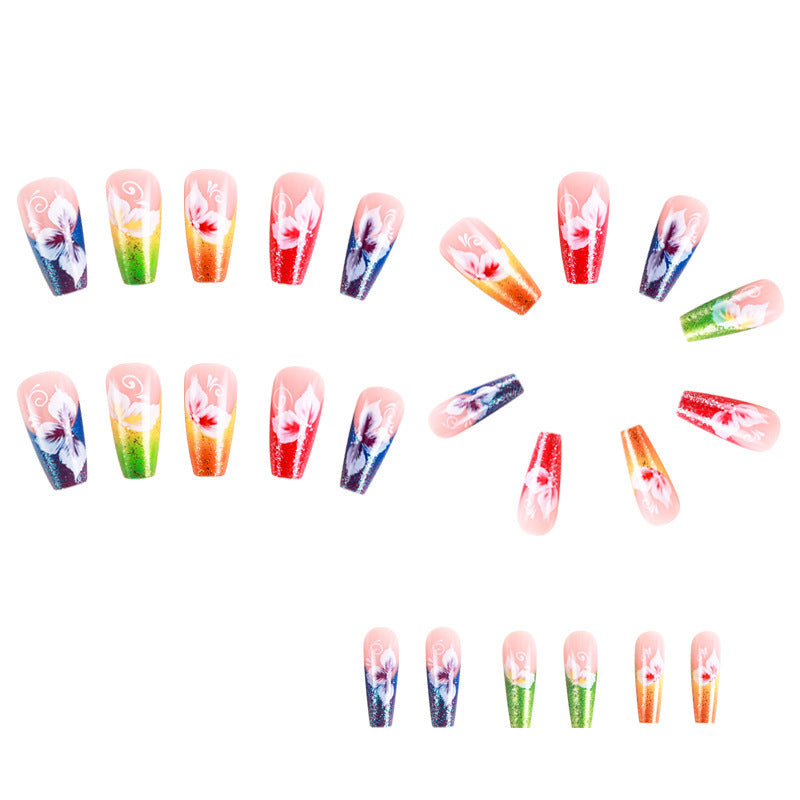 Wholesale Plastic Press on Nails Kits Colorful Flower Nail Art ACC-NS-MeiSu009