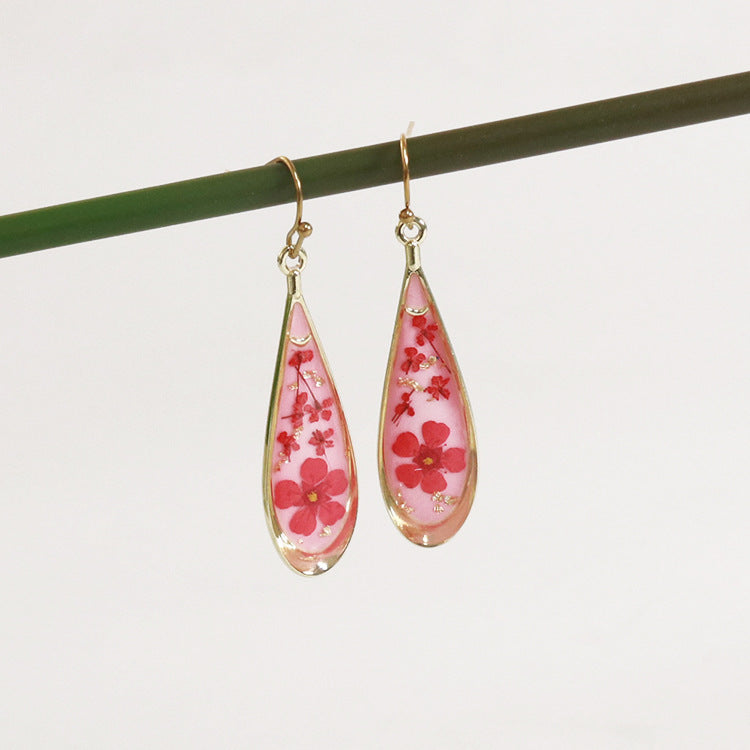 Wholesale 6pcs/pack Herbarium Resin Colored Dried Flower Earrings