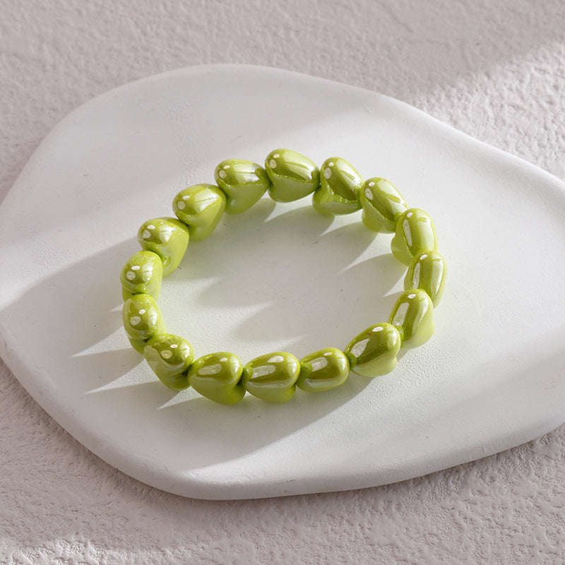 Wholesale Colorful Heart-shaped Paint  Handmade String Bracelet