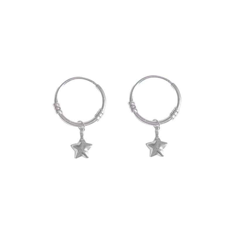 Wholesale Japanese Korean Style Three-Dimensional Star Pendant Earrings Copper Electroplated Fashion Accessory