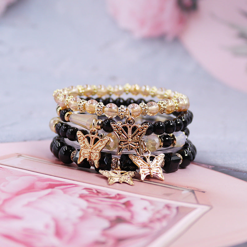 Wholesale Bohemian Multi-layer Crystal Butterfly Stretch Beaded Bracelet ACC-BT-NaiHong006