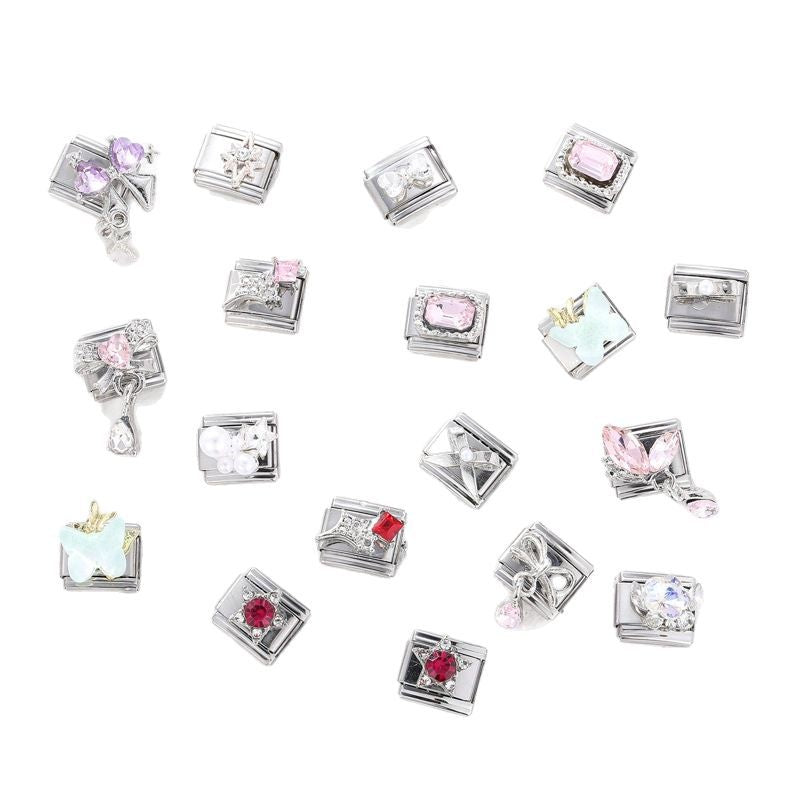 Wholesale Italian Charm Bracelet 9mm DIY Splicing Diamond Pendant Stainless Steel Composable Bracelet