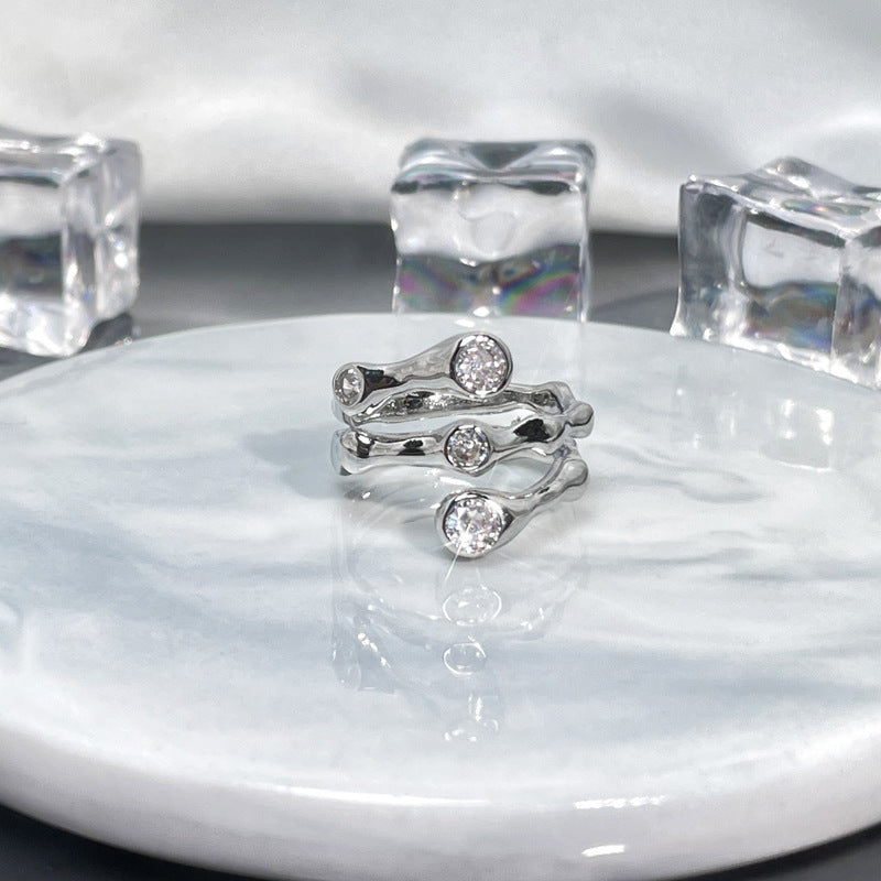 Wholesale Irregular special-shaped texture pleated open ring