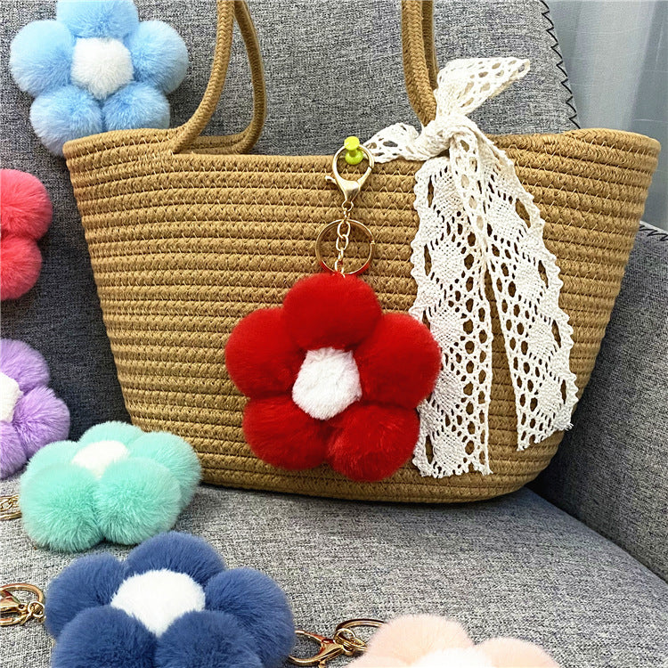 Wholesale Cute Flower Plush Keychain Red Plush Bag Charm For Bags And Car Keys Everyday Use Gift Boutique Resale
