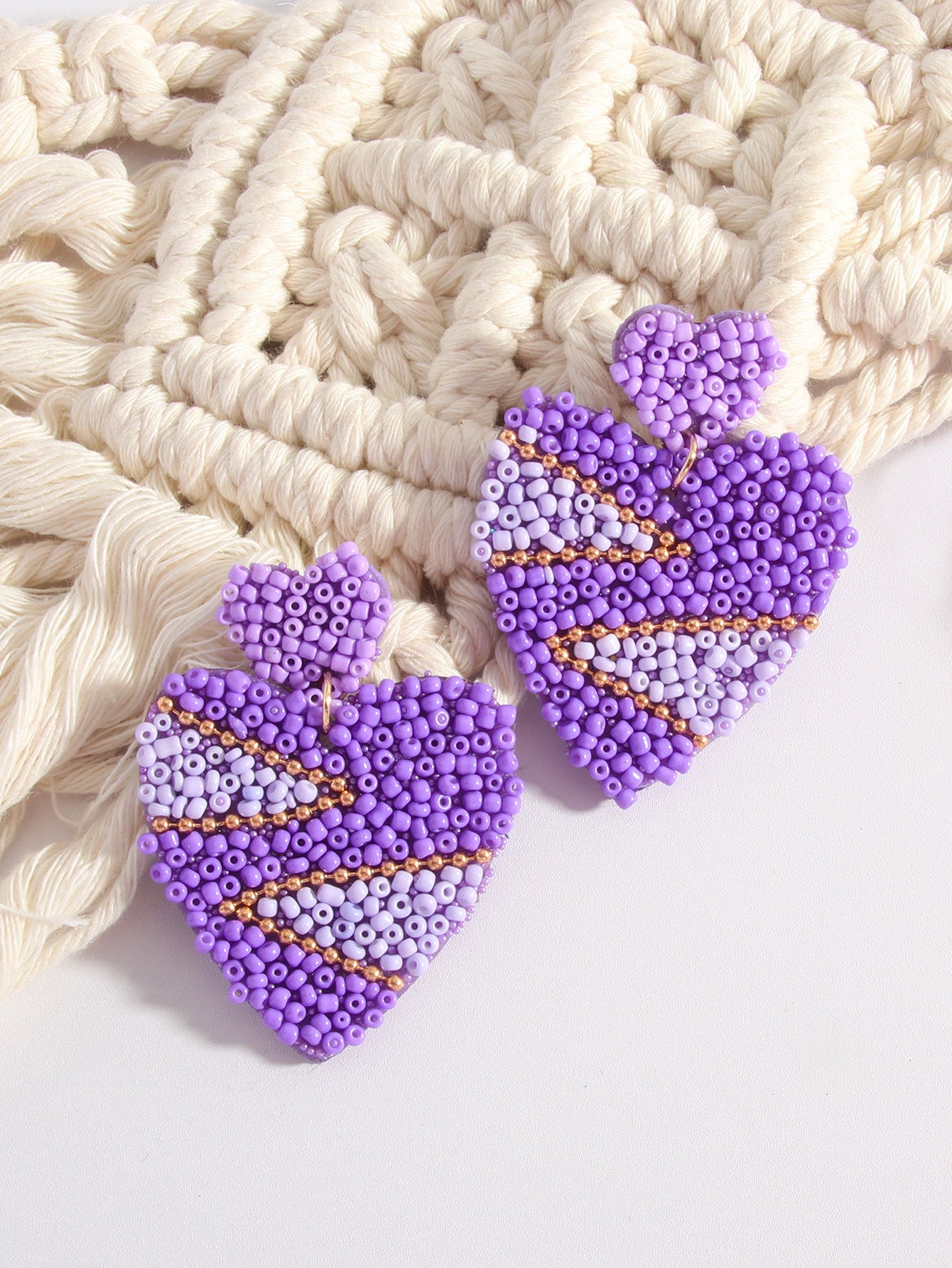 Wholesale Bohemian Love Rice Bead Ethnic Style Handmade Heart-shaped  Earrings