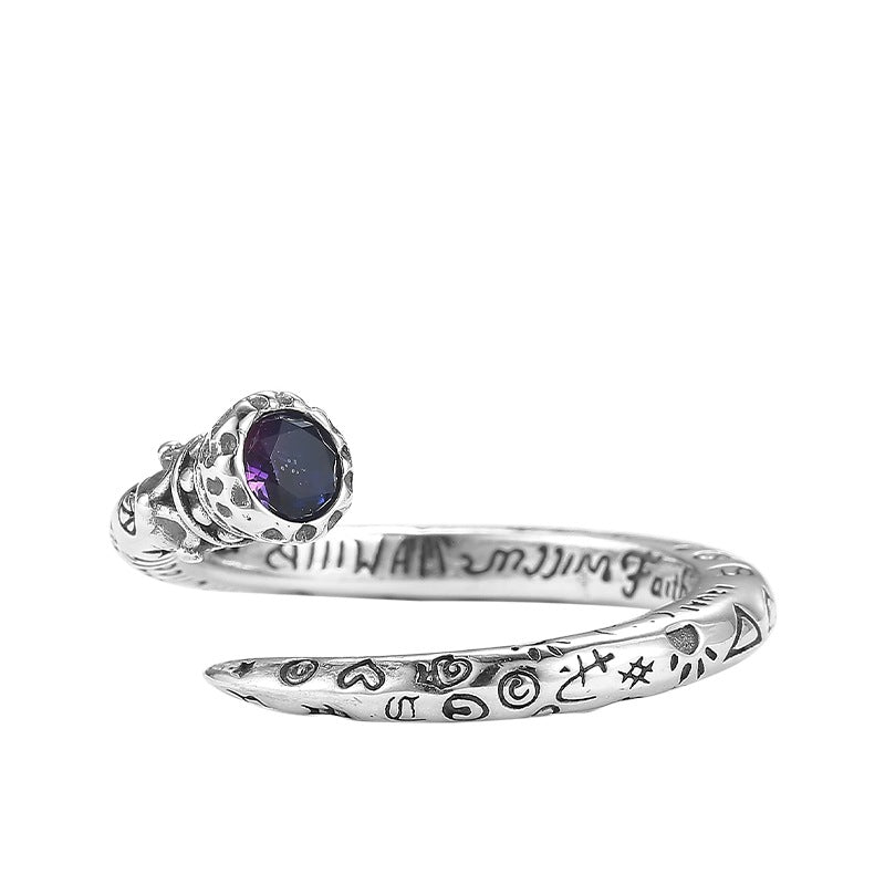 Wholesale  Retro Gemstone Crown Wand Ring