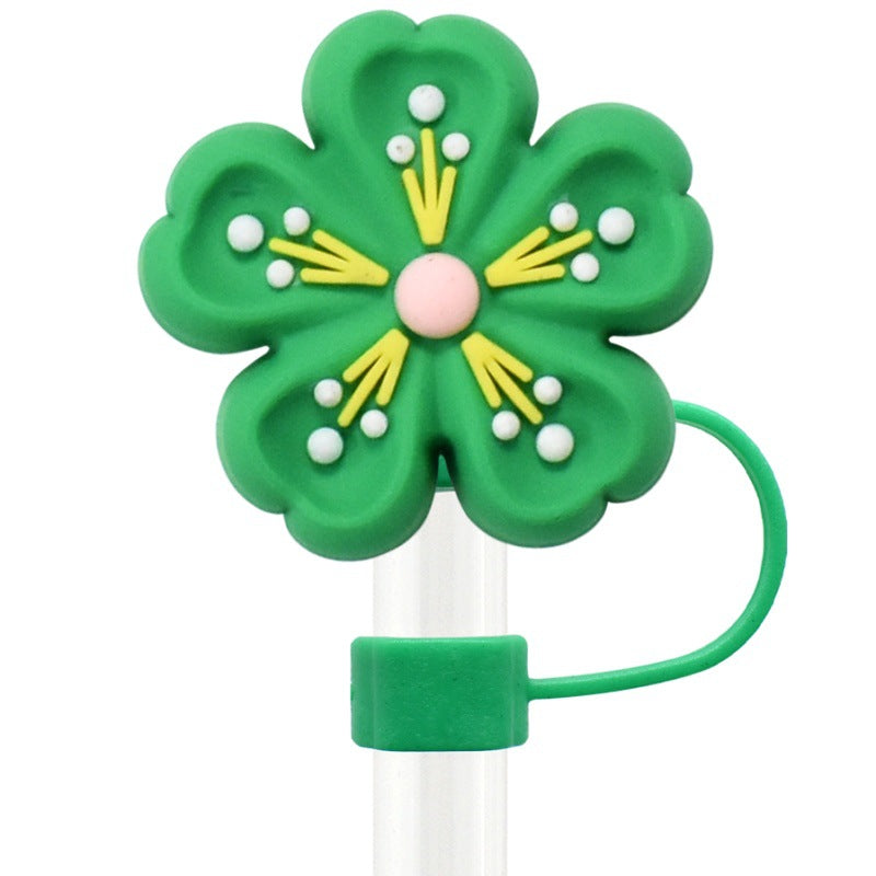 Wholesale   Random 100pcs three-dimensional flower 10mm PVC Soft Straw Tube Cap