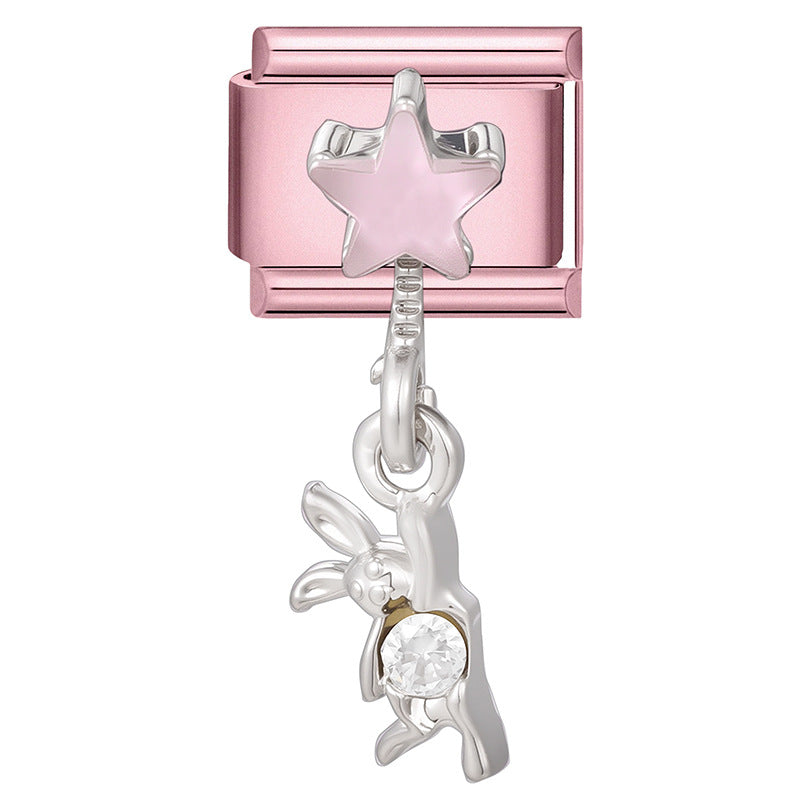 Wholesale 9mm Italian Charm Starter Bracelets pink series  DIY  Single Section Creative Stainless Steel Composable Bracelet