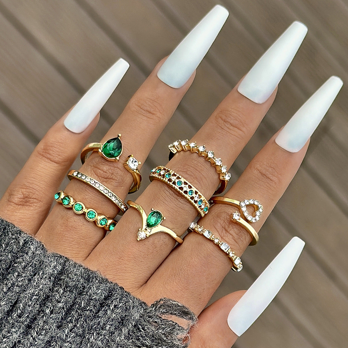 Wholesale Light Luxury Diamond Butterfly Heart Ring Set ACC-RS-YongGe010