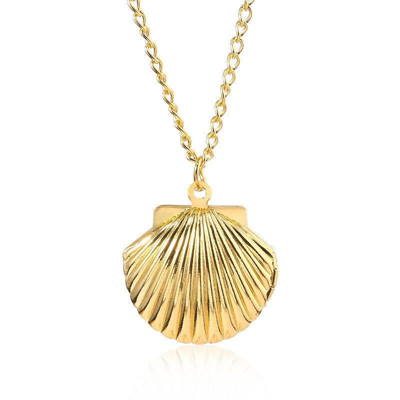 Wholesale Shell Openable Photo Frame Pendant Necklace