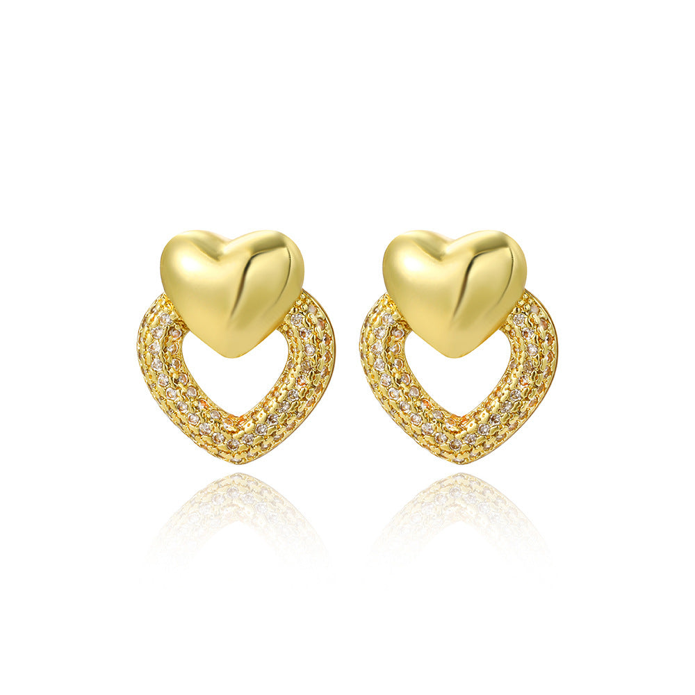 Wholesale  personality copper plated 18k zircon love earrings