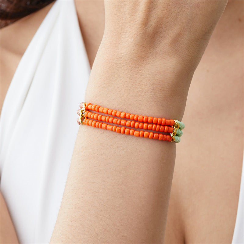 Wholesale Bohemian Style Multi-layered Braided Rice Bead Bracelet