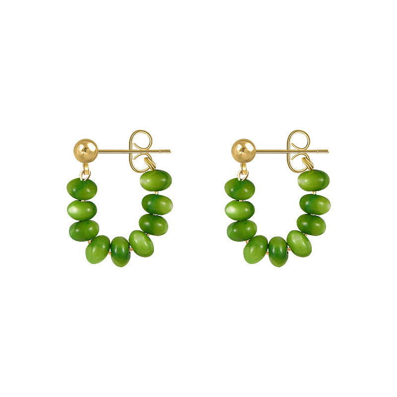 Wholesale White Opal U-shaped Polka Dot Earrings Fashion Accessory Boutique Resale