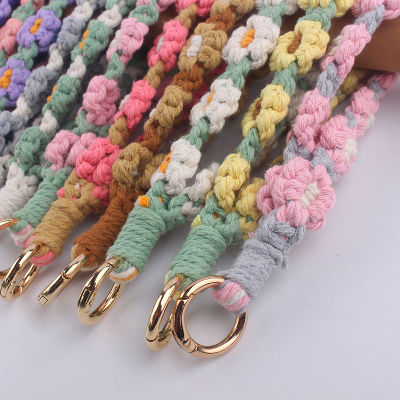 Wholesale Handmade Weaving Cotton Cord Daisy Keychain ACC-KC-GuangTian019