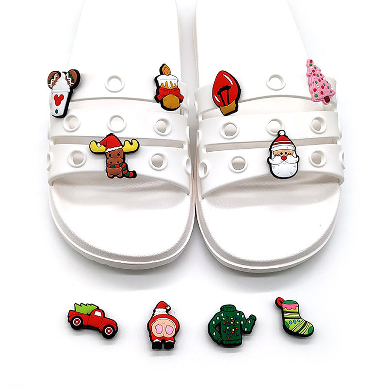 Wholesale Random 100pcs Cute Cartoon Christmas PVC Soft Rubber Shoe Buckle Decoration ACC-SC-YiBang006