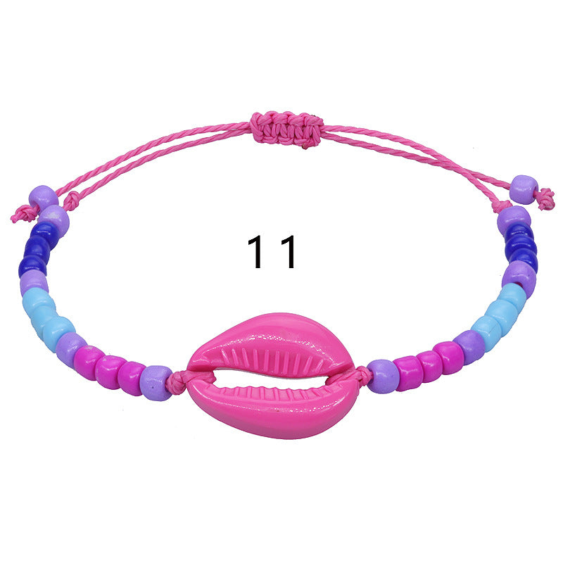 Wholesale Bohemian Style Acrylic Shell Colored Rice Bead Woven Bracelet ACC-BT-YiYe002