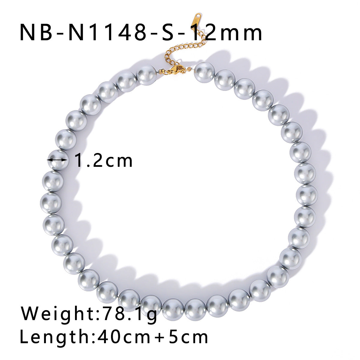 Wholesale  Stainless Steel Grey Pearl Necklace  Light Luxury Necklace Chain