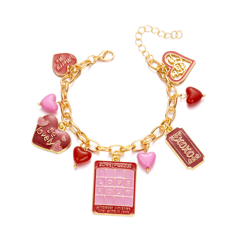 Wholesale Valentine' s Day  Alloy Peach Heart Pendant Bracelet
