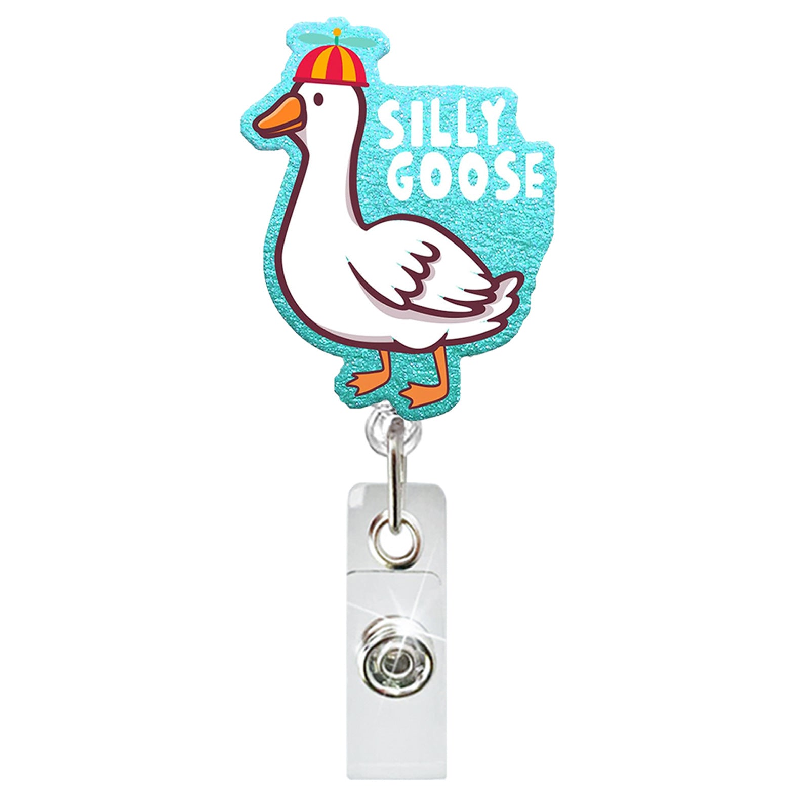 Wholesale Acrylic Cute Big Goose Retractable Rotating Badge Keychain ACC-KC-QiDing012