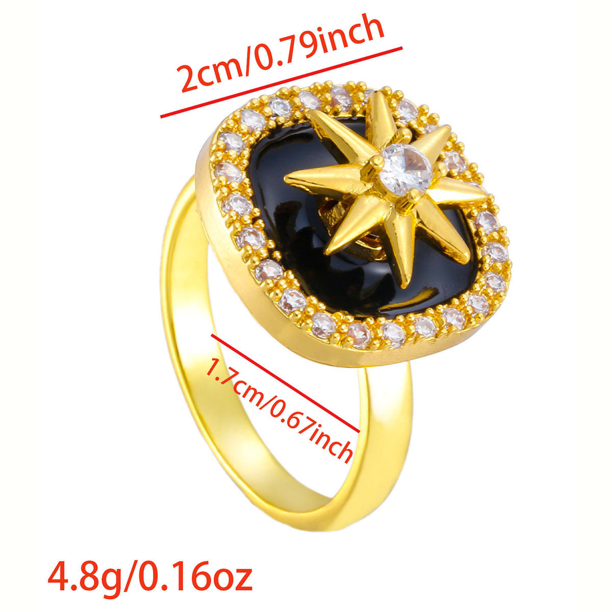 Wholesale Gold Plated Adjustable Rotating Ring Star Moon Zircon Women' s Fashion Jewelry Gift