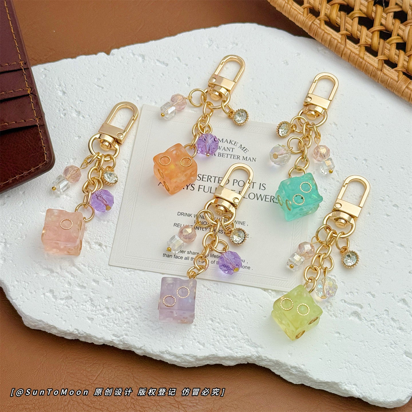 Wholesale Matte Macaron Cheese Cube Keychain Bag Charm Stylish Accessory For Girls