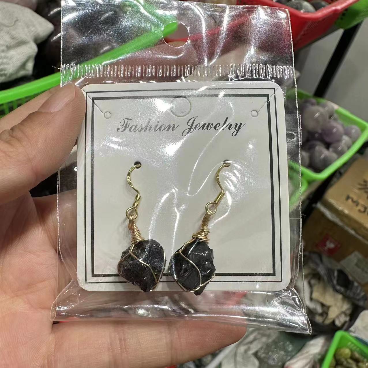 Wholesale Natural Crystal Irregular Rough Stone Handmade 18K Gold Wire Wound Citrine Earrings ACC-ES-XiuK001