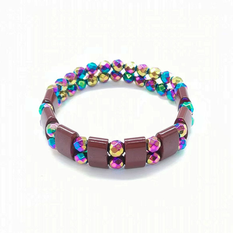 Wholesale double-layer colorful cut black gallstone bracelet