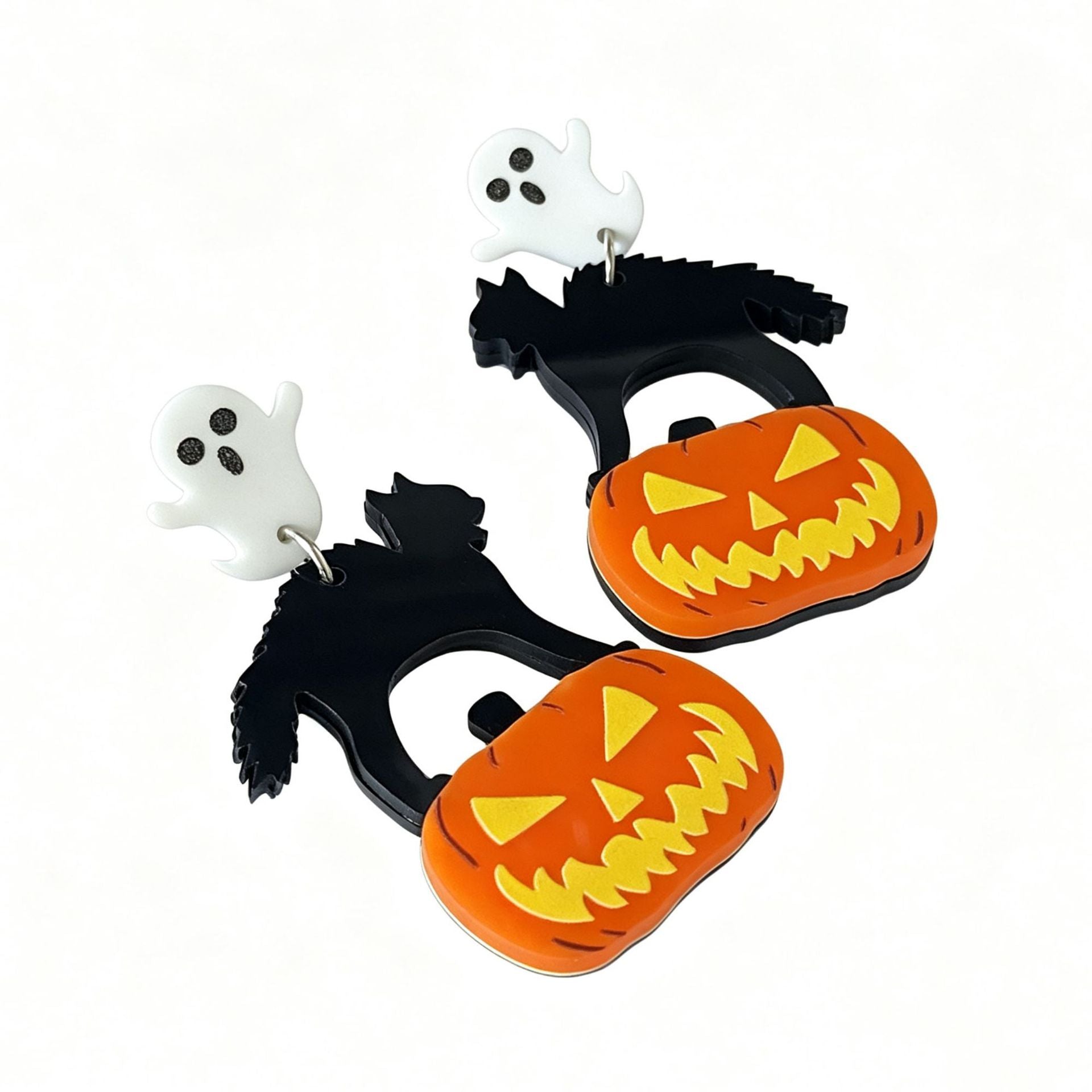 Wholesale  Ghost Pumpkin Black Cat Acrylic Earrings Funny Ice Cream Design Women S Jewelry Accessory For Boutique Resale
