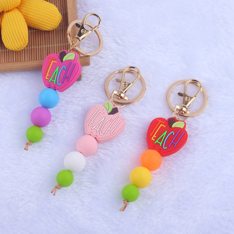 Wholesale Cartoon Teacher Books Apple Silicone Beaded Keychain ACC-KC-GuangTian009