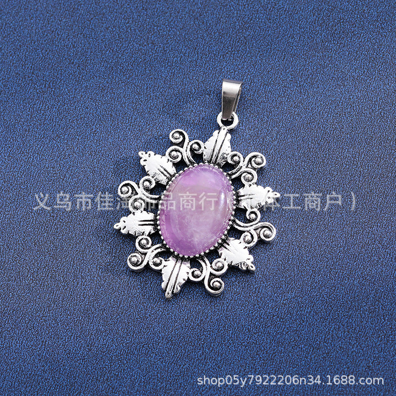 Wholesale  natural stone amethyst pink crystal pendant