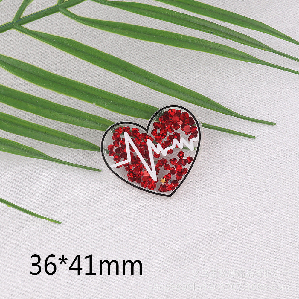 Wholesale 10pcs DIY Flatback quicksand cartoon   Acrylic Flatback Badge Reels Retractable Keychain DIY Accessories