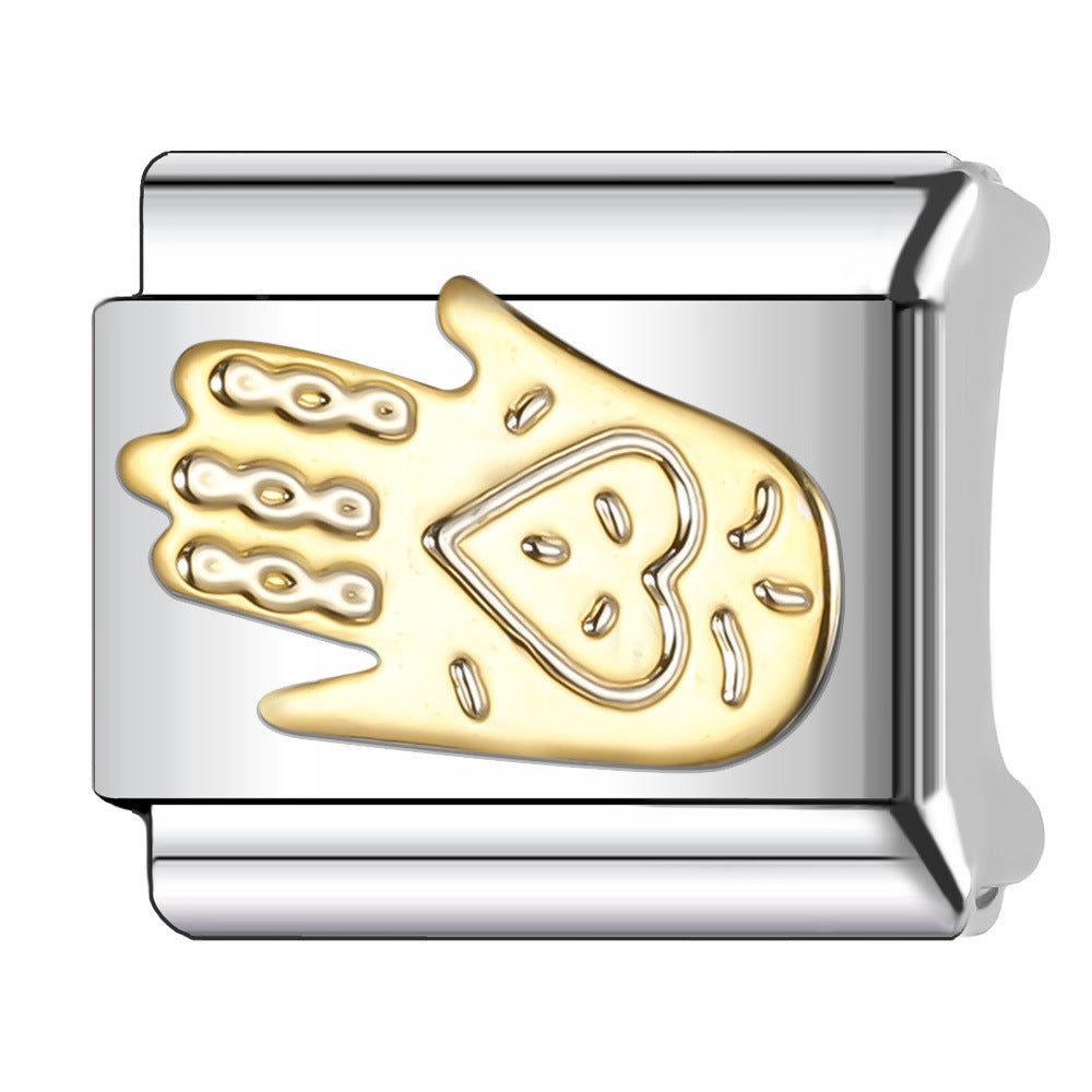 Wholesale Italian Charm Bracelet 9mm DIY Splicing Gold Series Stainless Steel Composable Bracelet