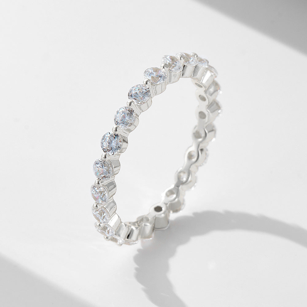 Wholesale Sterling Silver Ring Set With Egg Shaped Zircon Geometric Style Everyday Wear Jewelry Accessory